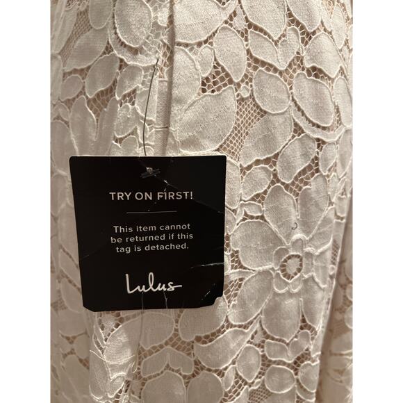 Lulus Sweetest Love Story White Dress Lace High-Low Midi Dress NWT size xs - Picture 5 of 12
